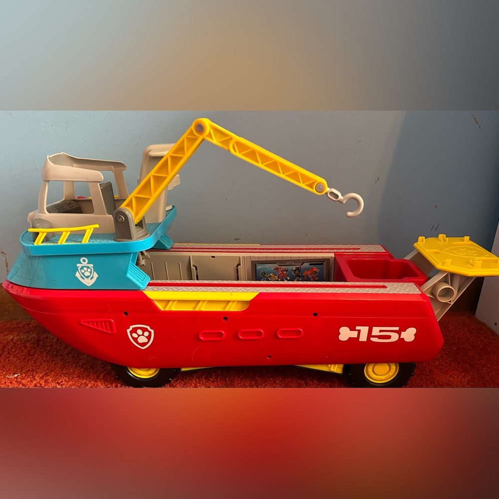 Paw Patrol Red Blue Yellow Rescue Boat Vehicle